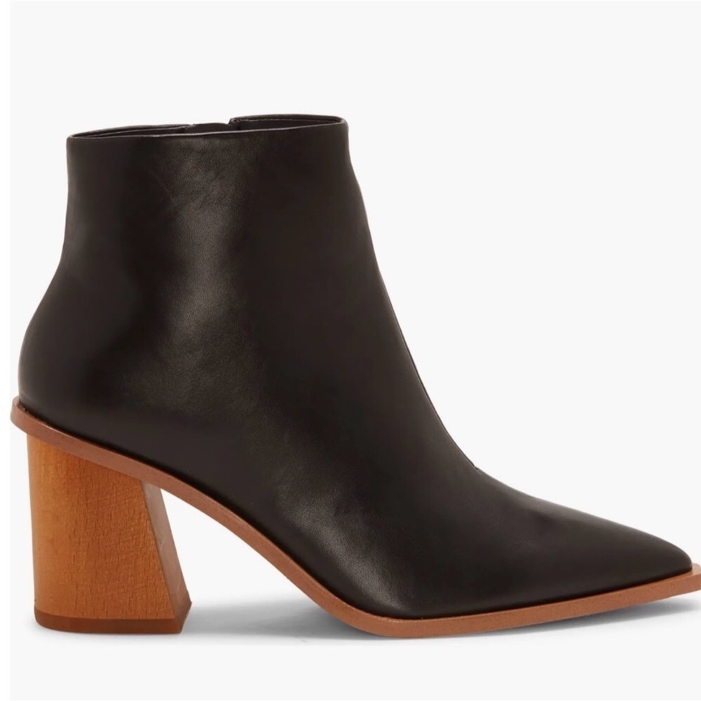 1. State Women’s Size 11 Pointed Toe Kelte Ankle Boot Black Leather Block Heel